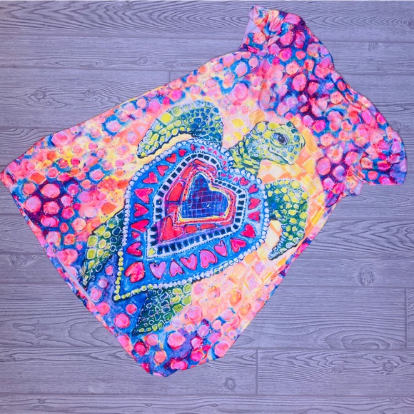 Leoma Lovegrove Knit Art to Wear Dress Womens med Blue Tropical turtle dress - Picture 4 of 4